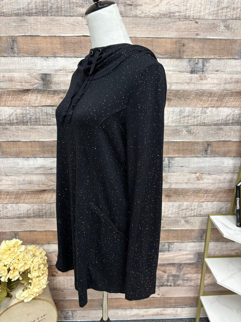 Soma Black with Gold Speckles Cowl neck Pullover Hoodie