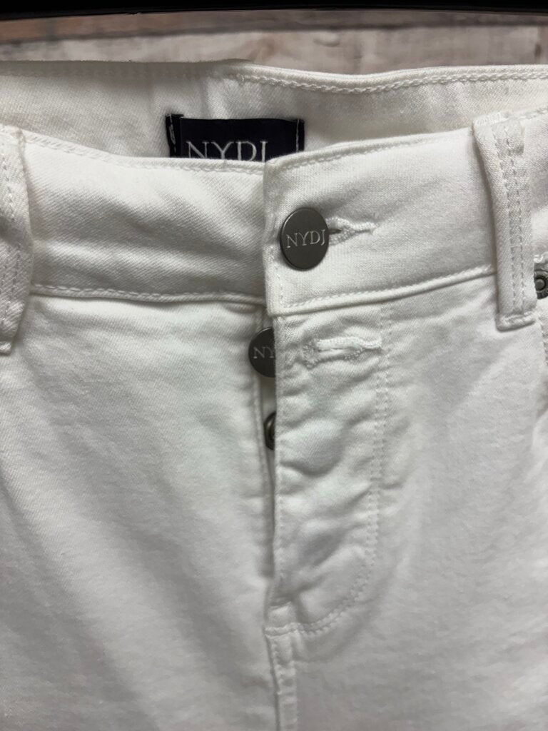 NYDJ White Denim Cuffed Bermuda Shorts
