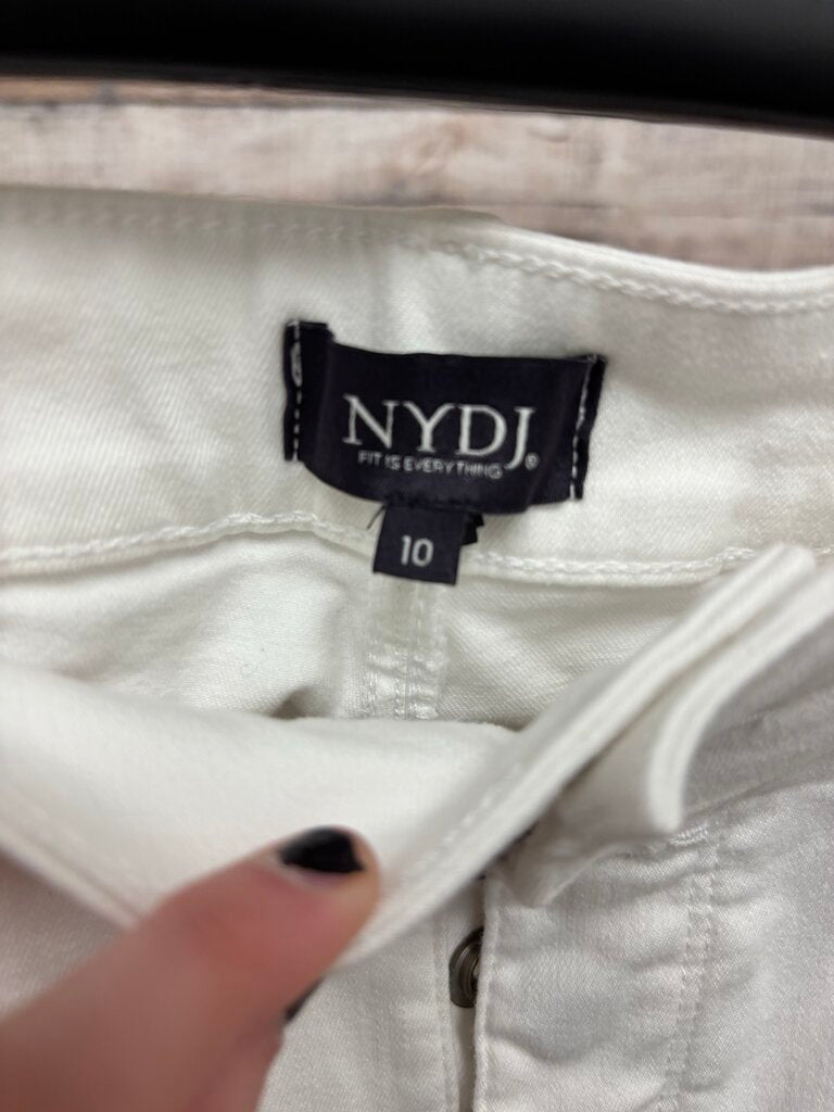 NYDJ White Denim Cuffed Bermuda Shorts