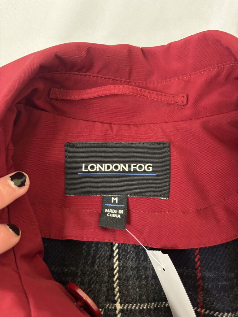 London Fog Double-Breasted Belted Red Trench Coat