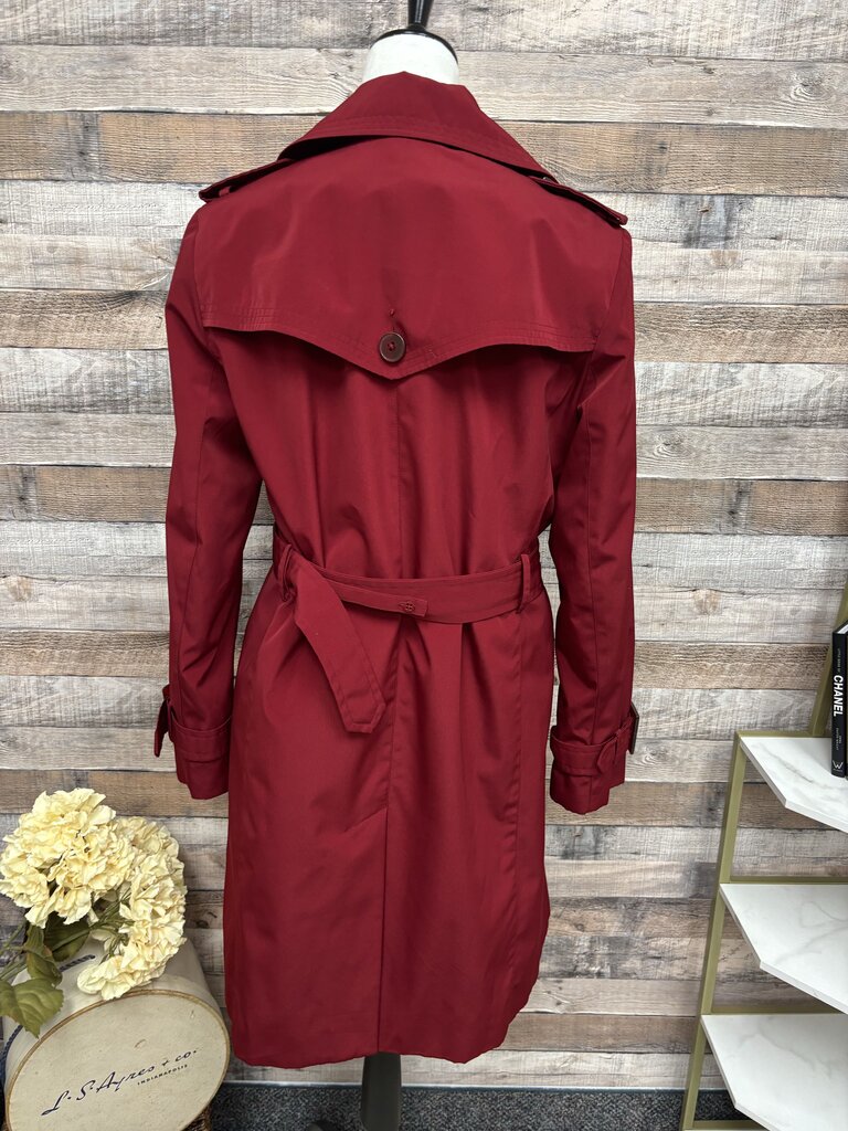London Fog Double-Breasted Belted Red Trench Coat