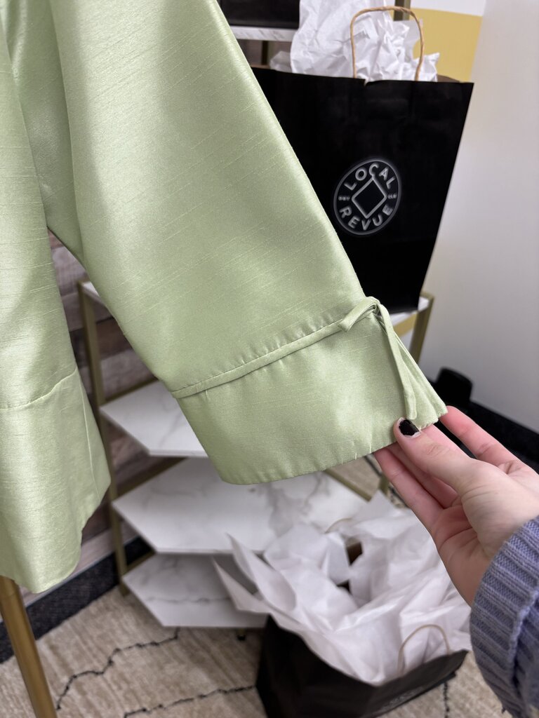 Studio I Green Embroidered Floral Silk Blazer