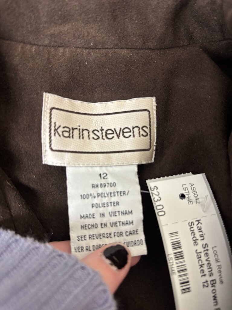 Karin Stevens Brown Faux Suede Jacket