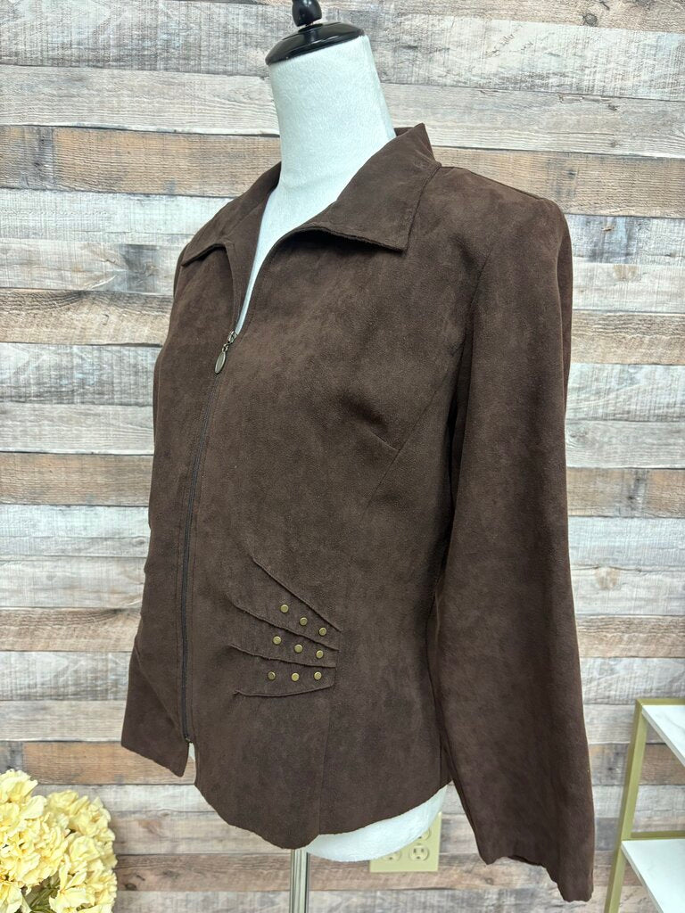 Karin Stevens Brown Faux Suede Jacket