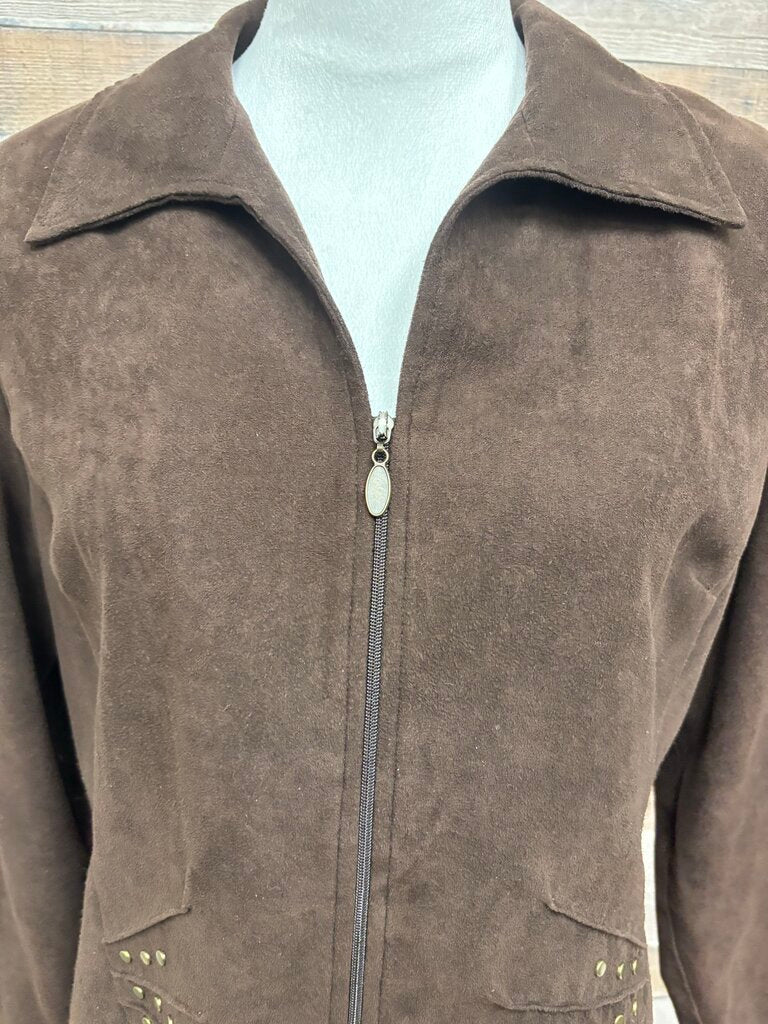 Karin Stevens Brown Faux Suede Jacket