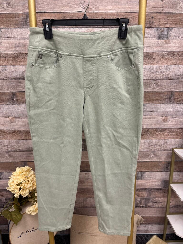 Belle by Kim Gravel Sage Green Pull-on Stretch Jeans