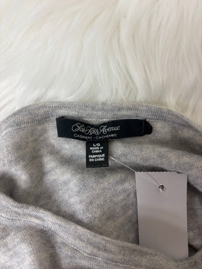 Saks Fifth Avenue Grey 100% Cashmere Cold-Shoulder Top