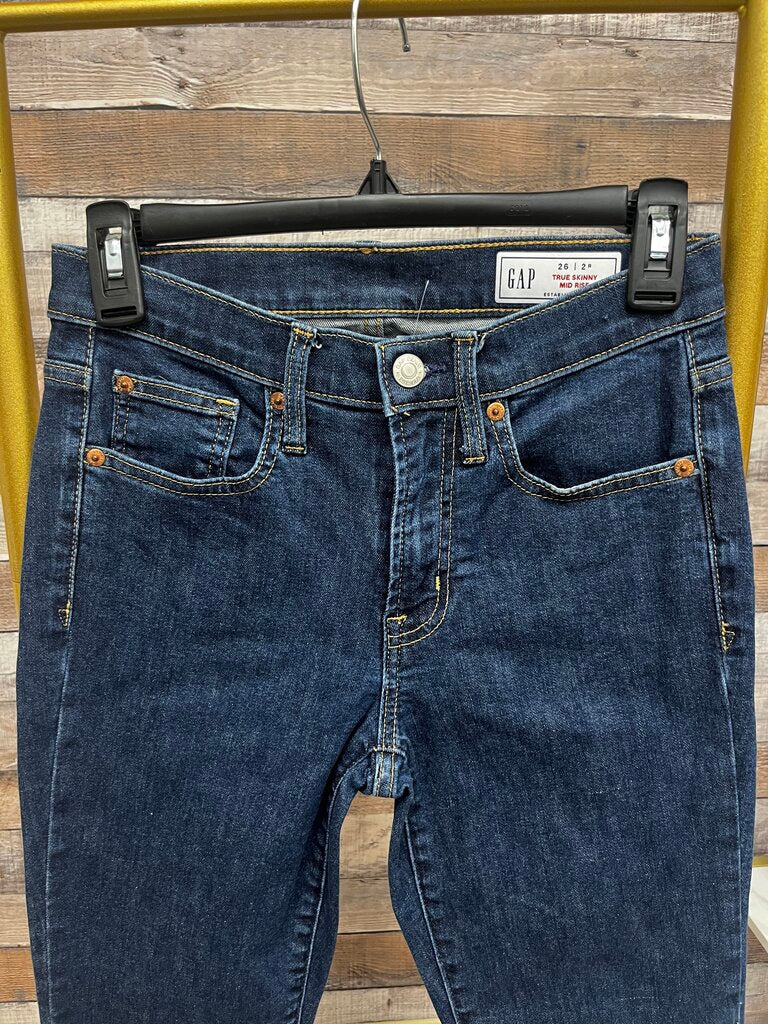 Gap Dark Wash Denim Mid-Rise Skinny Jeans
