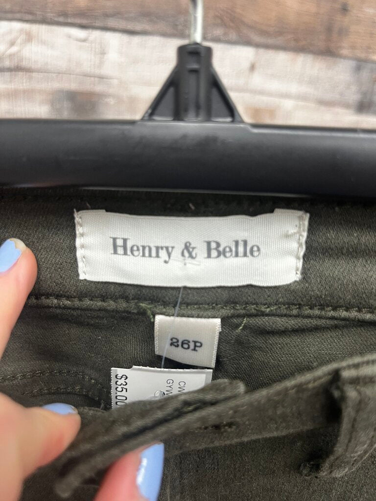 Henry & Belle Olive Green Skinny Jeans with Ankle Zippers