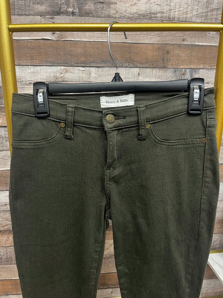 Henry & Belle Olive Green Skinny Jeans with Ankle Zippers