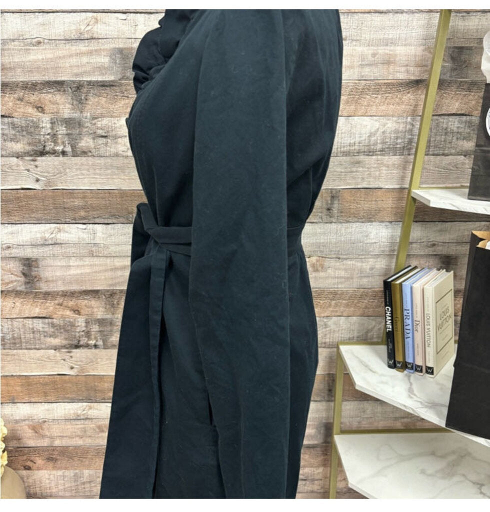 Lilly Pulitzer Black Trench Coat w/Ruffle Collar