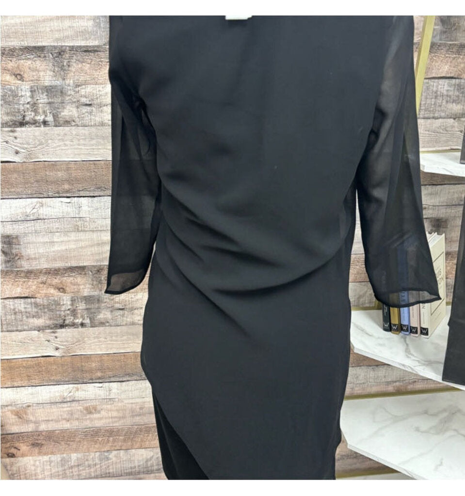 Neiman Marcus Black Sheath Asymemetric Layered