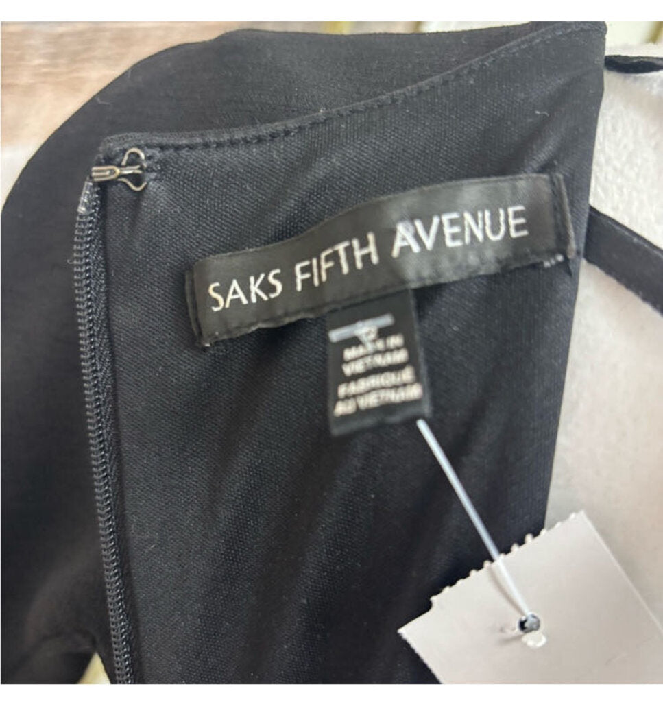 Saks Fifth Avenue Black Sheath V-Neck