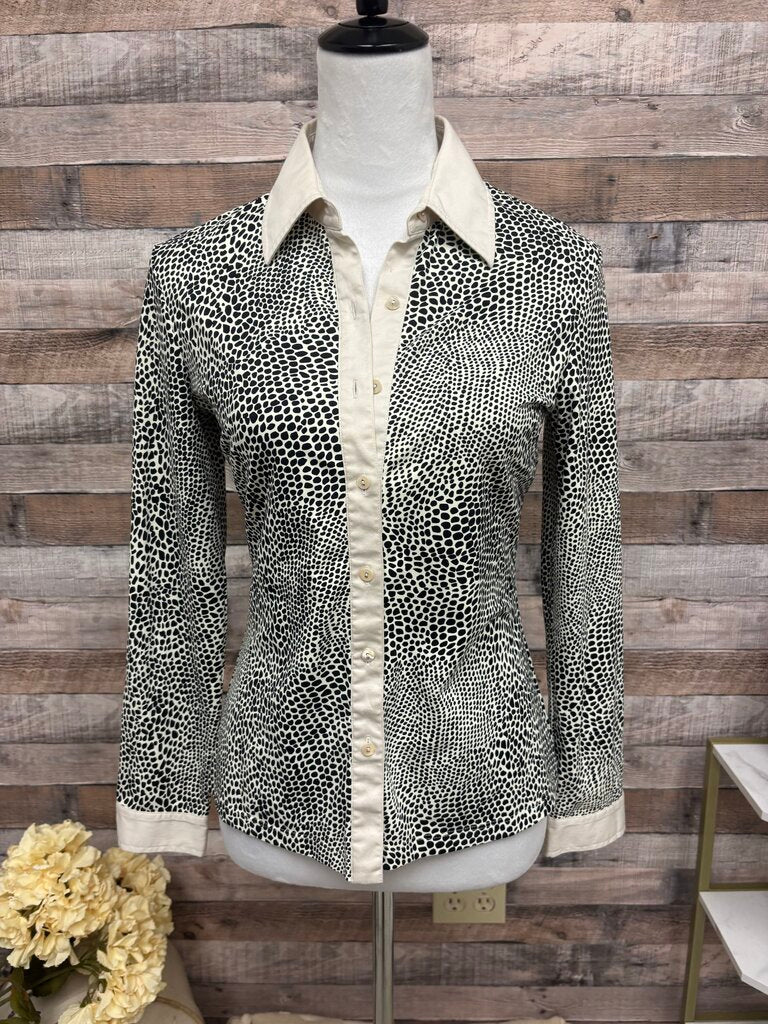 J McLaughlin Black & White Animal Print Button Down