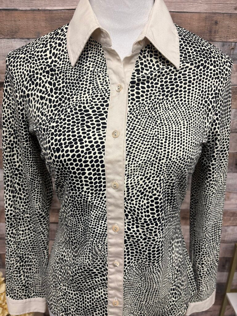 J McLaughlin Black & White Animal Print Button Down