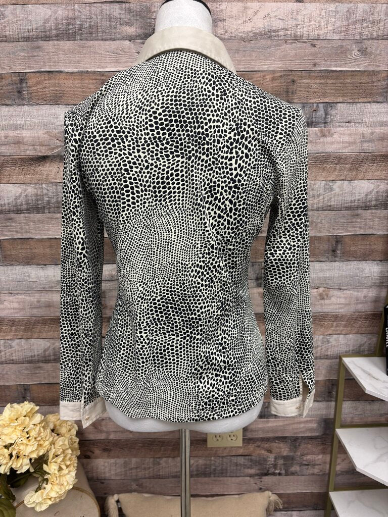 J McLaughlin Black & White Animal Print Button Down