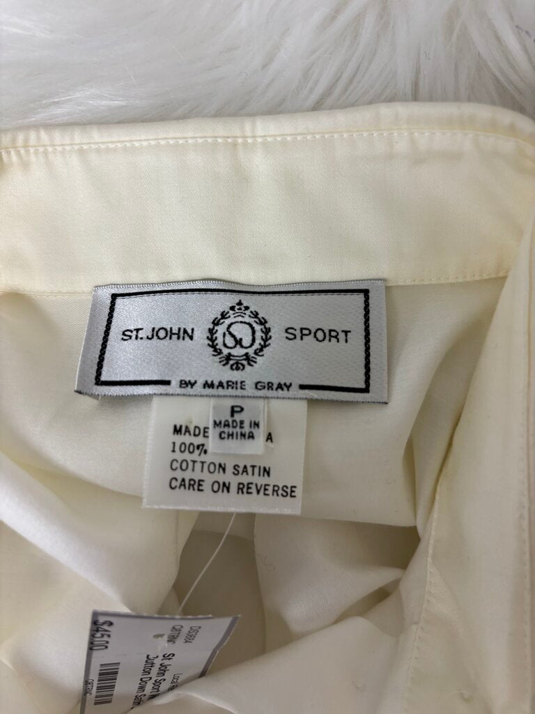 St John Sport White/Ivory Button Down Satin