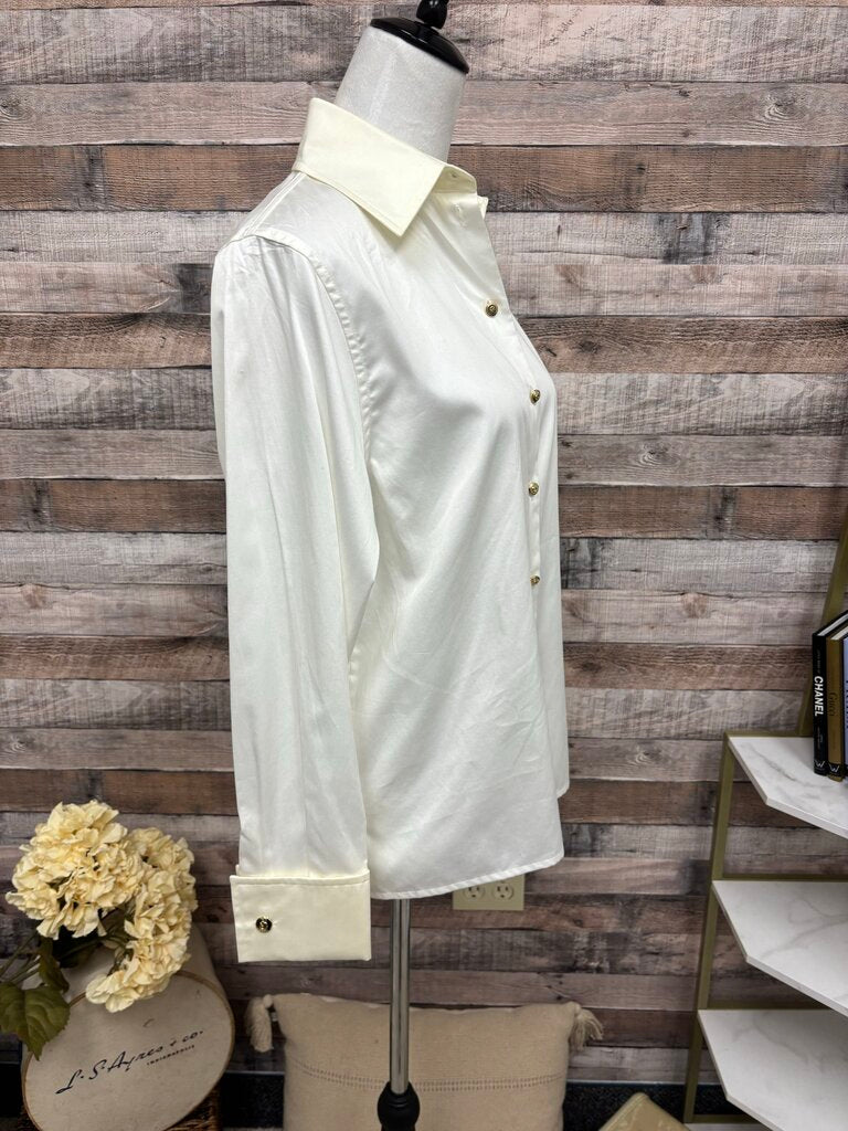 St John Sport White/Ivory Button Down Satin