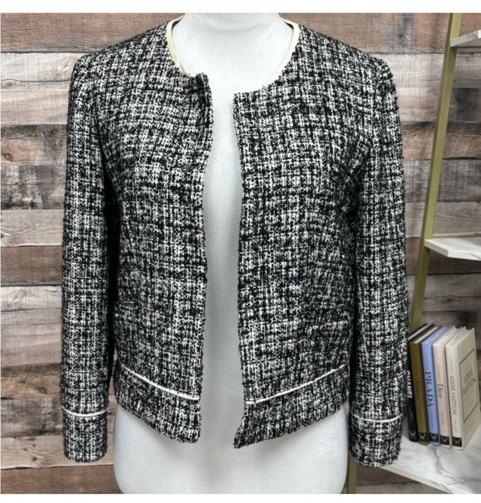 Barneys New York Black & White Boucle Blazer