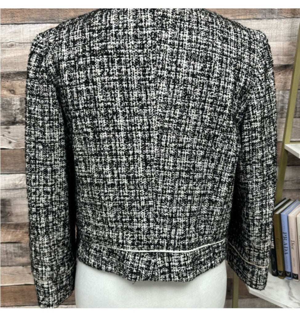 Barneys New York Black & White Boucle Blazer