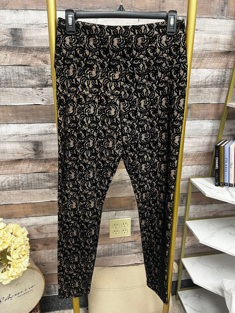 Lysse Black Velvet & Gold Jacquard Pants