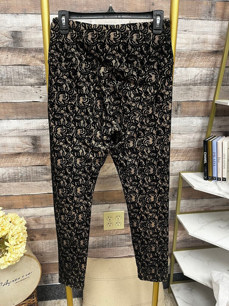 Lysse Black Velvet & Gold Jacquard Pants
