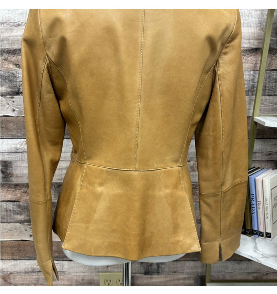 Saks Fifth Avenue Lambskin Leather Tan Blazer