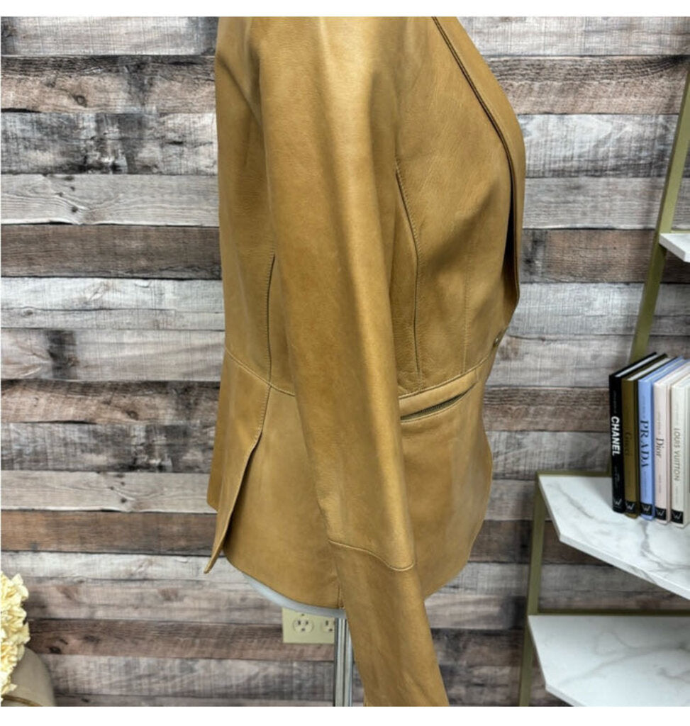 Saks Fifth Avenue Lambskin Leather Tan Blazer
