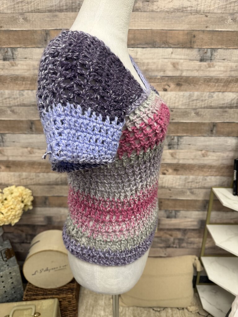 Body by Anca Purple & Pink Short Sleeve Sweater