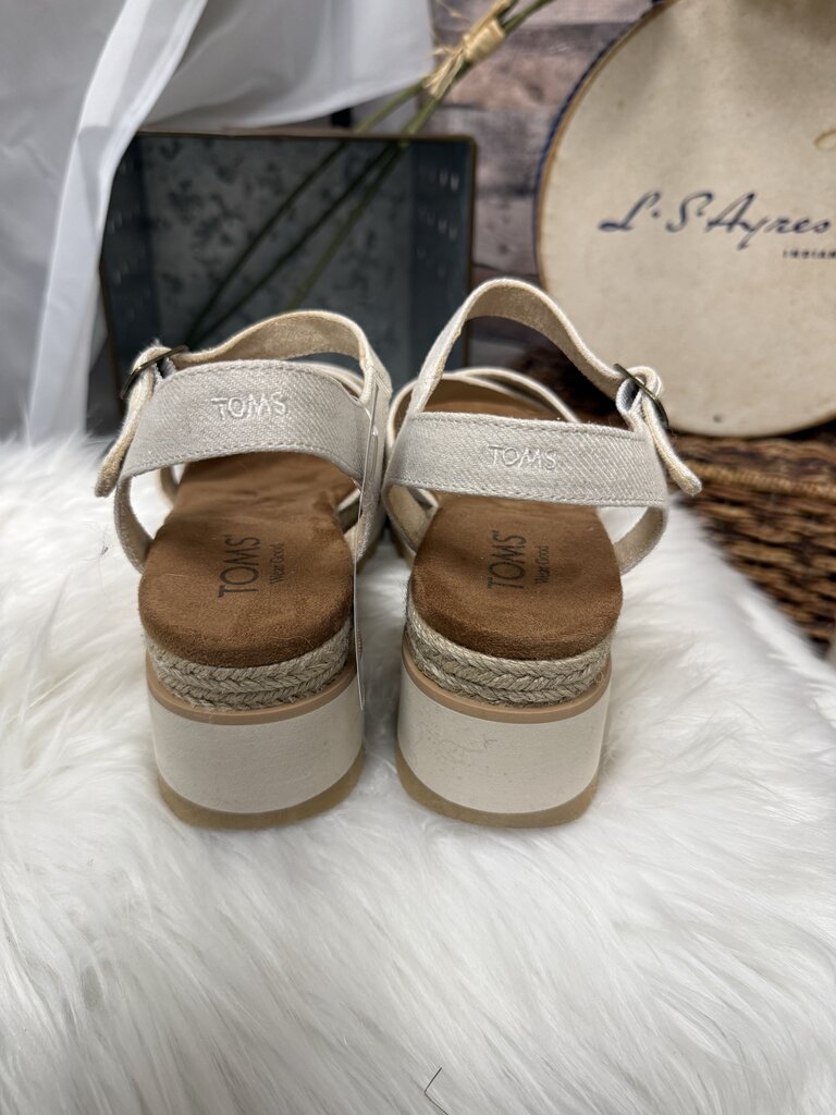 TOMS Gia Linen Canvas Platform Wedge Sandals