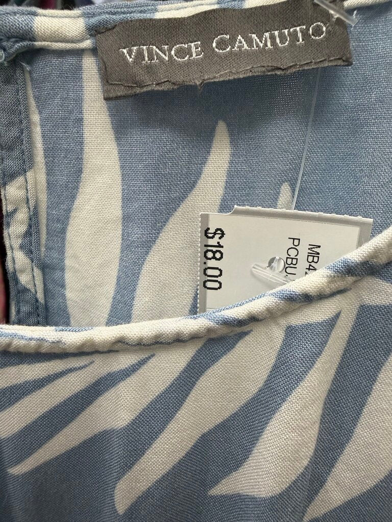 Vince Camuto Baby Blue & White Palm Leaf Print