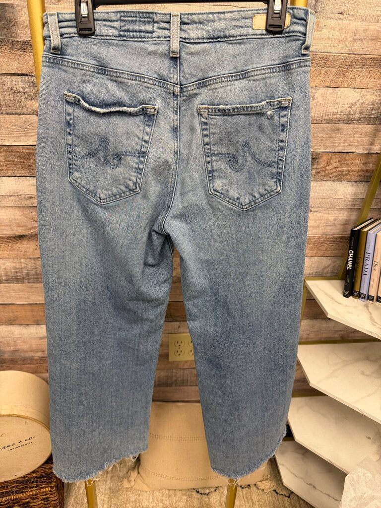 AG Lt Blue Washed Wide Leg Denim