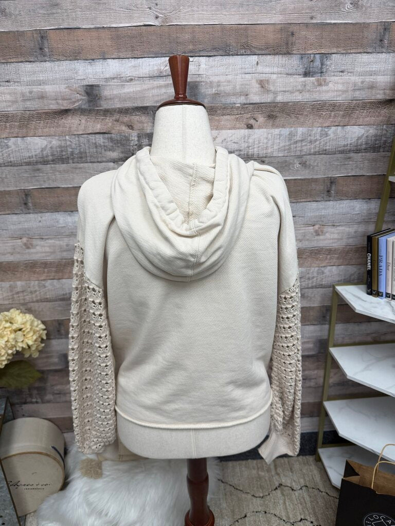 Rails Cream Hoodie w/Bohemian Sleeves
