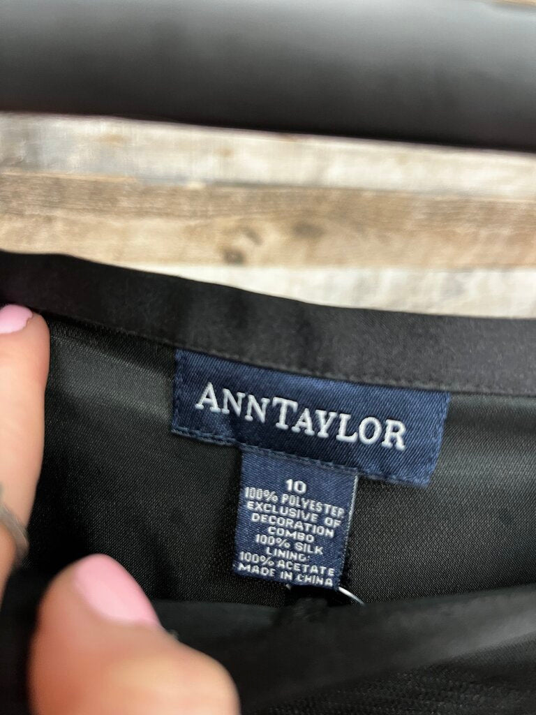 Ann Taylor Black Mesh Overlay & Rhinestone Pants