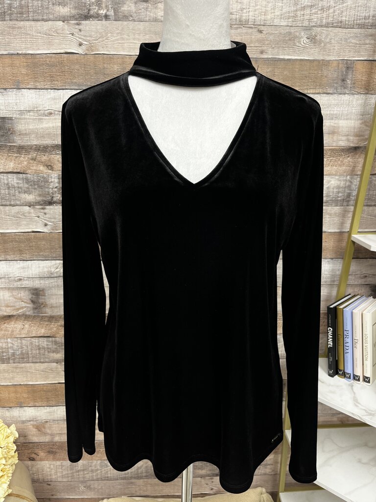 Tahari Black Velvet Choker Collar Long Sleeve