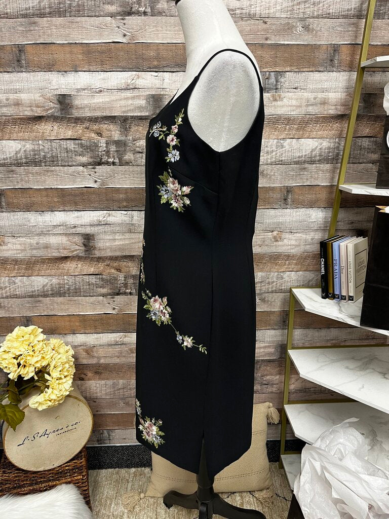 Dressbarn Black Floral Embroidered Slip