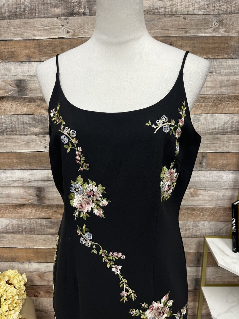 Dressbarn Black Floral Embroidered Slip