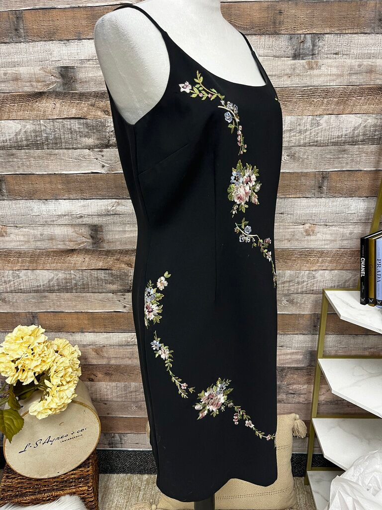 Dressbarn Black Floral Embroidered Slip