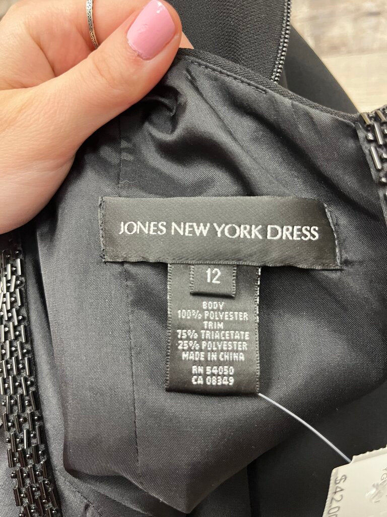 Jones New York Black Dress w/Beaded Straps