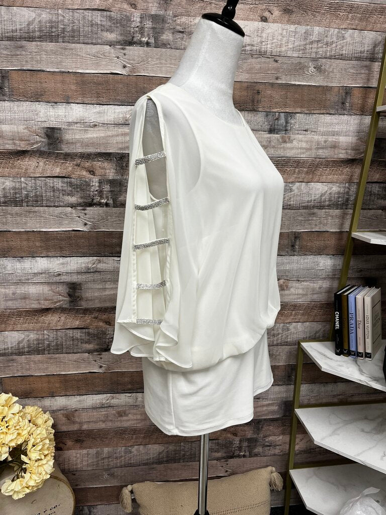 Prelude White Chiffon Cold Shoulder Blouse