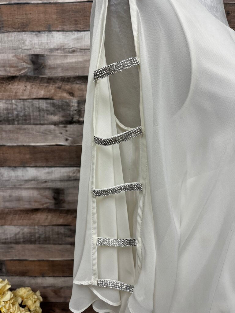 Prelude White Chiffon Cold Shoulder Blouse