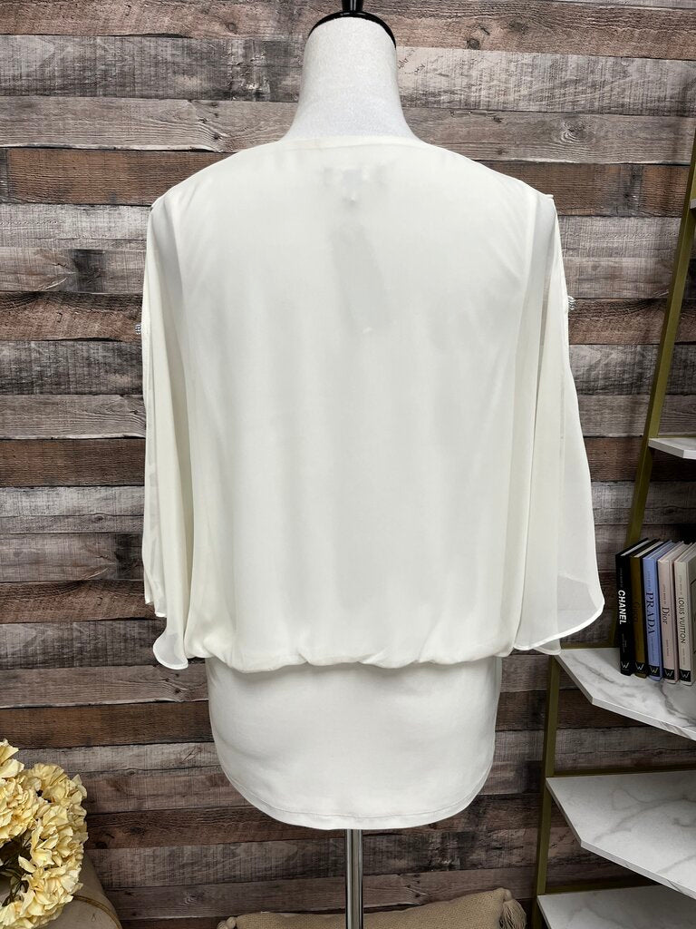 Prelude White Chiffon Cold Shoulder Blouse