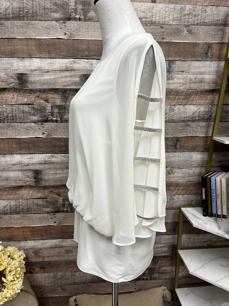Prelude White Chiffon Cold Shoulder Blouse