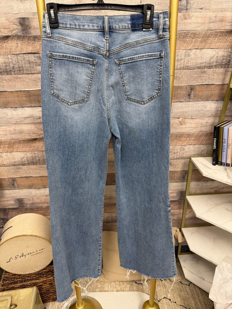 Daze High Rise Wide Leg Distressed Ankle Denim Jeans