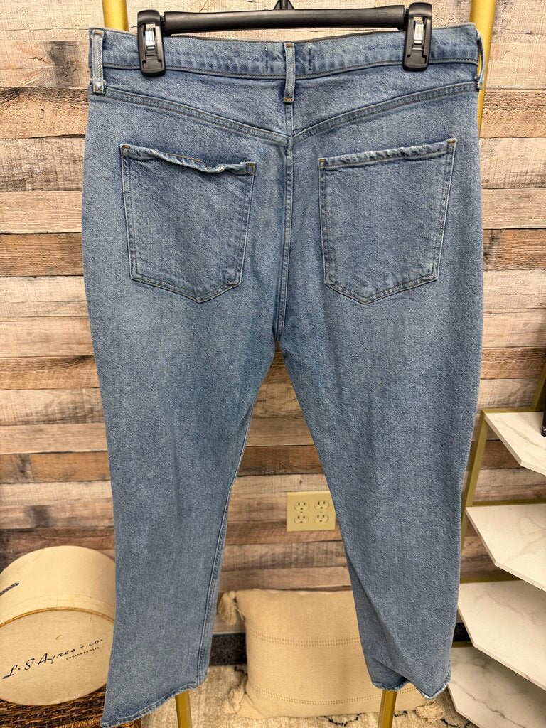 AGOLDE Light Wash Straight Leg Distressed Jeans
