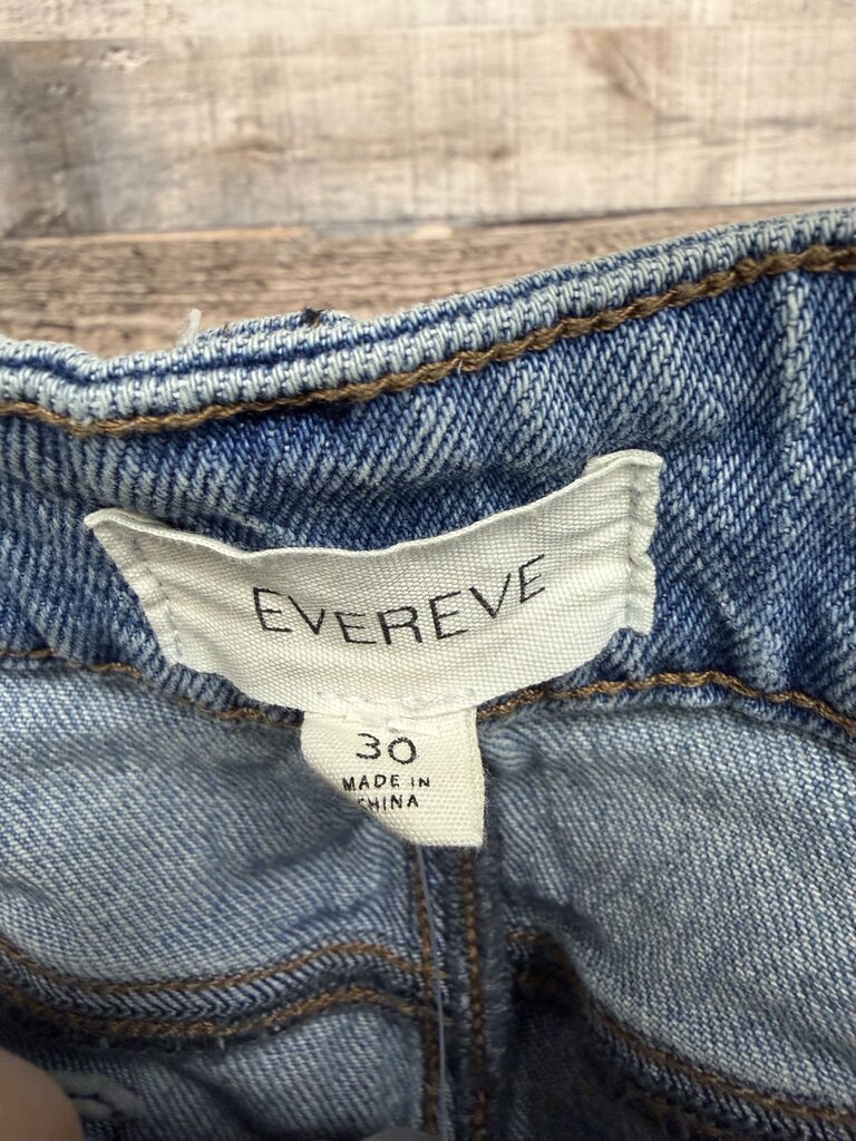 Evereve Wide-Leg Two-Tone Contrast Raw Hem Denim Jeans