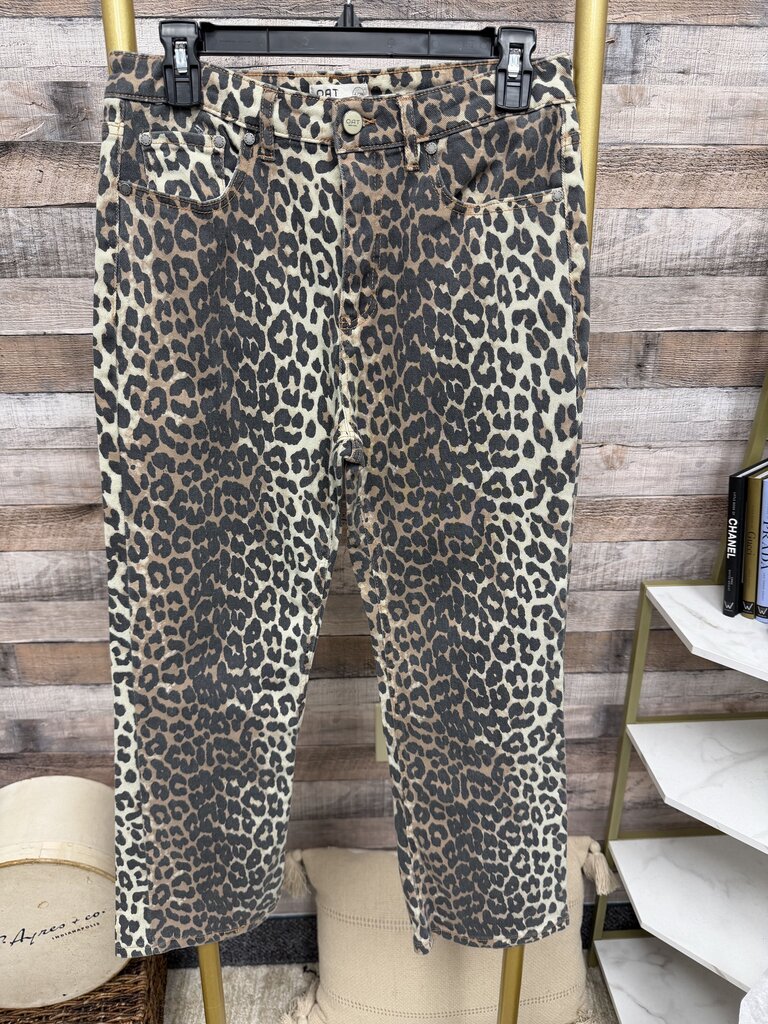 Oat NY Leopard Print High-Rise Straight Leg Jeans