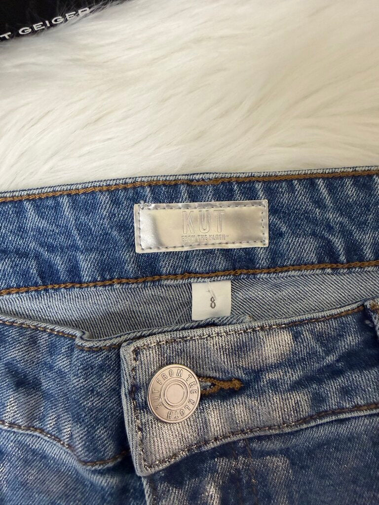 Kut from the Kloth Silver Metallic Straight Leg Jeans