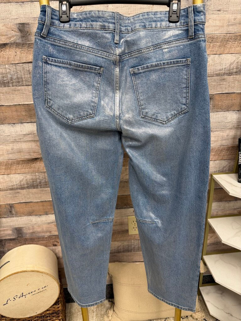 Kut from the Kloth Silver Metallic Straight Leg Jeans