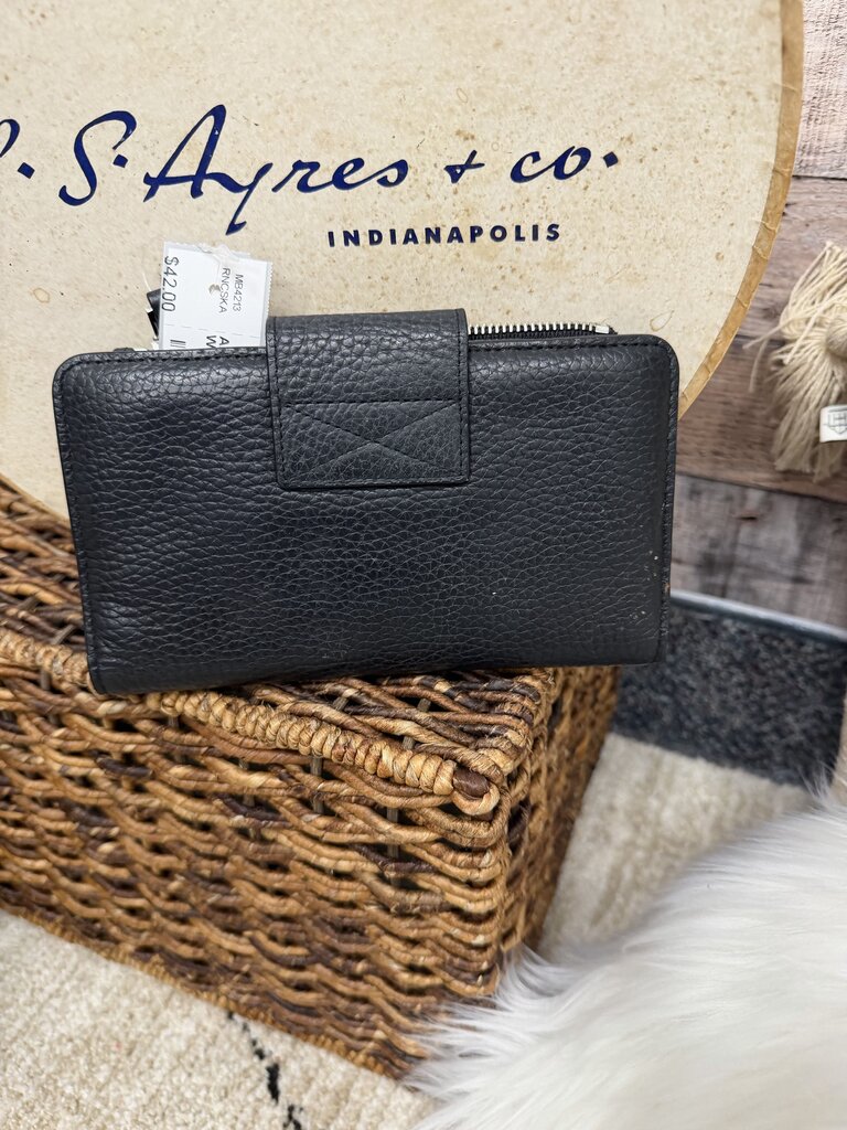 AllSaints Black Leather Clutch Wallet